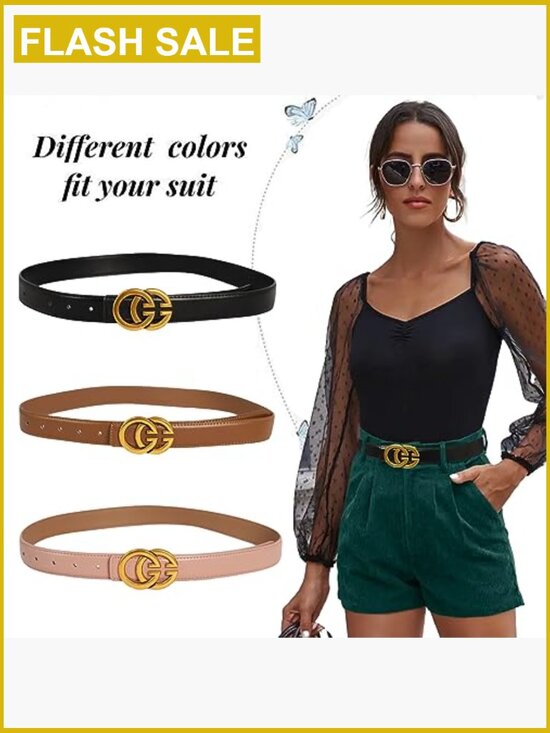 Classic Metal Buckle Faux Leather Belt for Jeans Dress main image 4